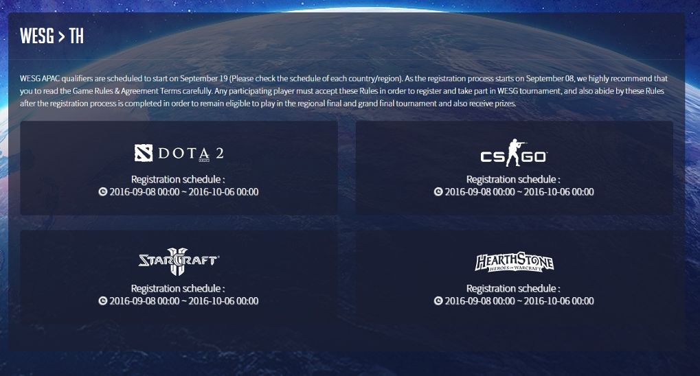 WESG2016 การแข่งขันเกมออนไลน์ระดับโอลิมปิก เปิดรับสมัครตัวแทนประเทศไทย!